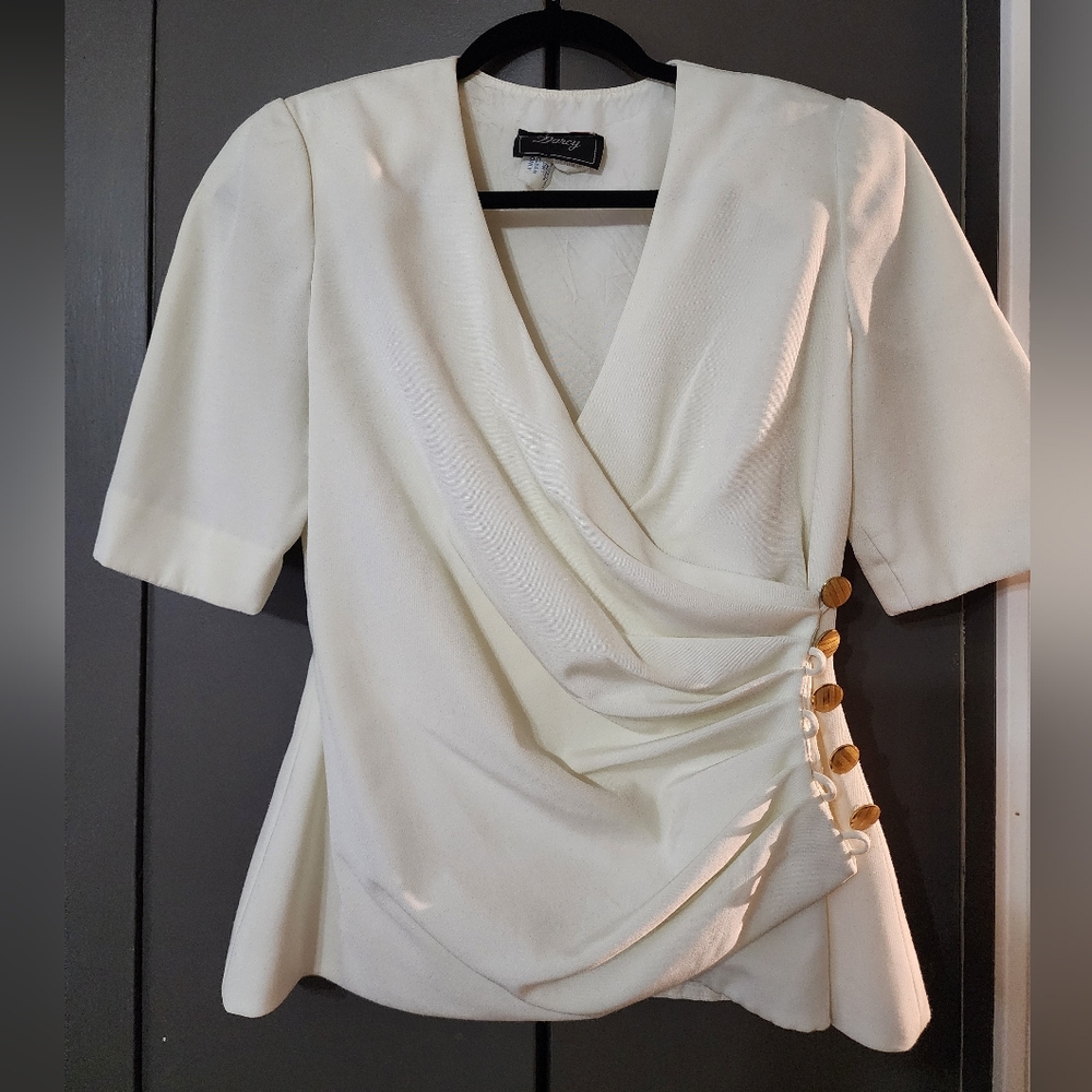 Vintage Darcy Cream Wrap Blouse
